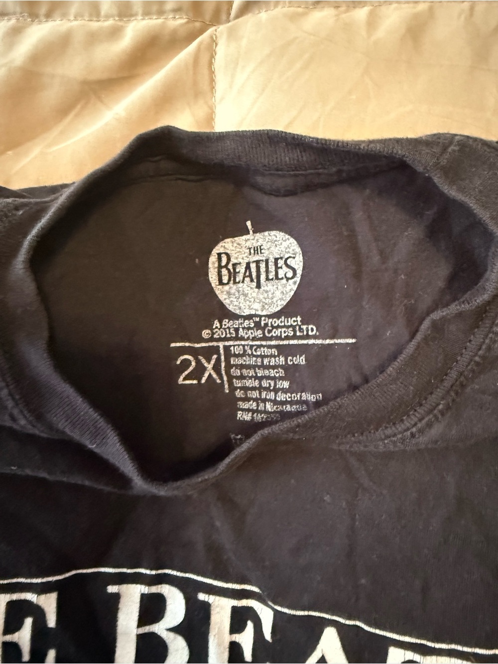 The Beatles Black Logo Crewneck Tee with White Print - Picture 2 of 3